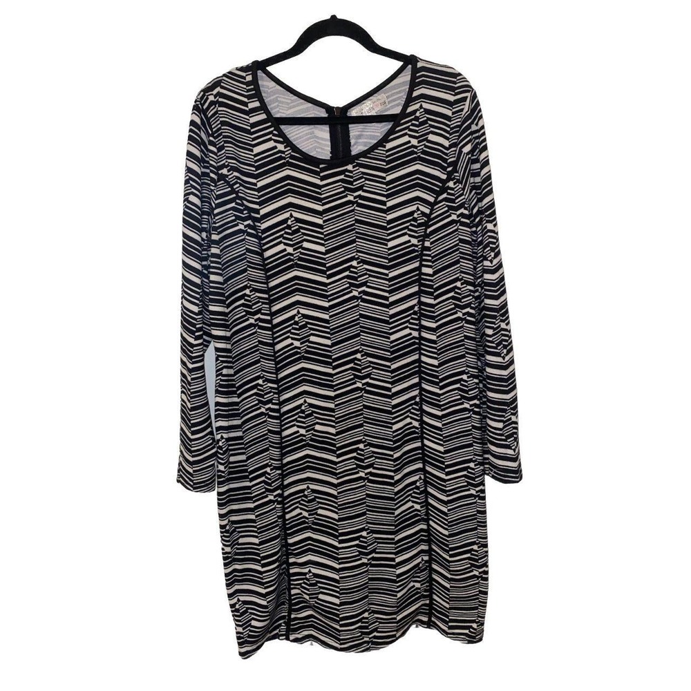 Derek Plus Dress Women Black White Size 1X Zipper In Back
